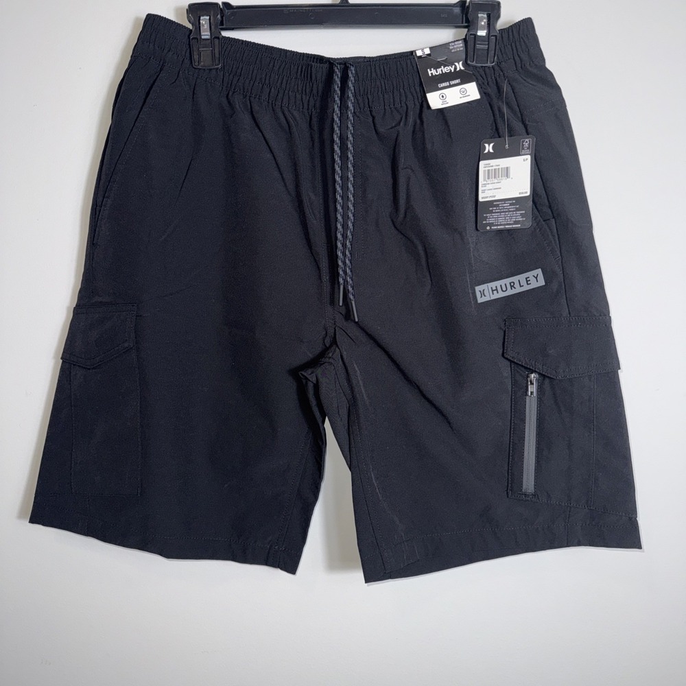 Hurley Men's Command Cargo Short Black Sz Small 9.5"‎ Inseam 20" Outseam Pockets